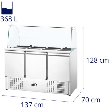 Royal Catering 3-door salad table with glass top 8x GN 368 l – image 7