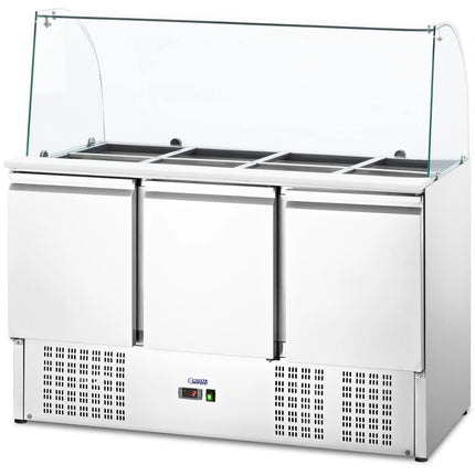 Royal Catering 3-door salad table with glass top 8x GN 368 l