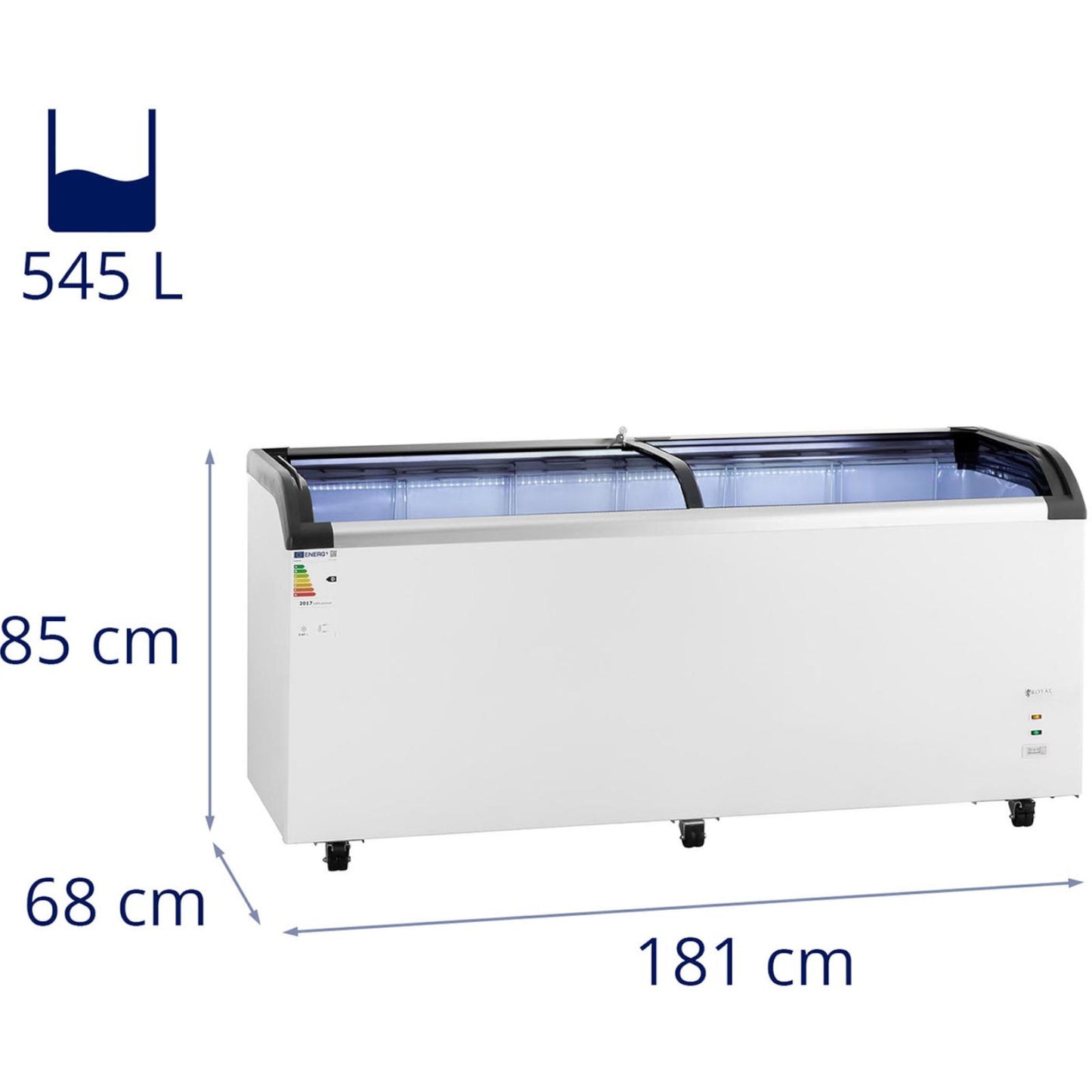 Royal Catering Glass chest freezer for frozen ice cream, 545 l, 252 W – image 9