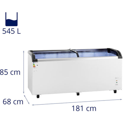 Royal Catering Glass chest freezer for frozen ice cream, 545 l, 252 W – image 9