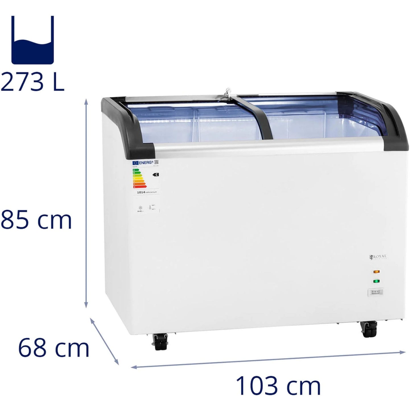 Royal Catering Glass chest freezer for frozen ice cream, 545 l, 252 W – image 29