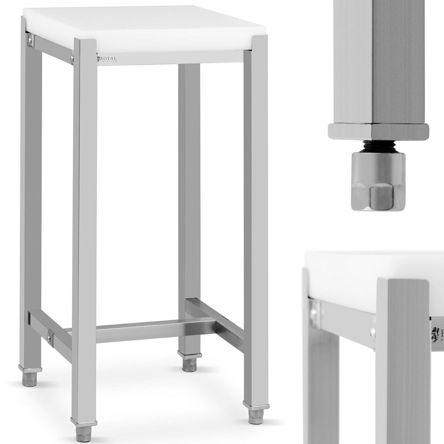 Royal Catering Butchering block made of polyethylene on a steel base, 40 x 40 x 80 cm – image 5