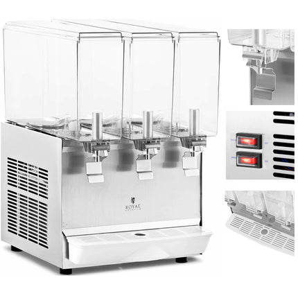 Royal Catering Dispenser cooling dispenser for triple beverage juices 3 x 10 l 320 W