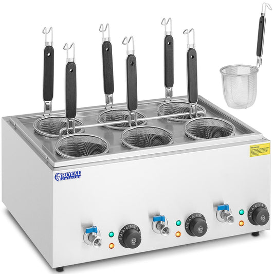 Royal Catering Pasta cooking water heater with taps 6 baskets 3 x 6,5 l 3000 W
