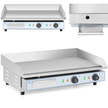 Royal Catering Grill electric grill plate, double smooth, 730 x 400 mm, 2 x 2200 W
