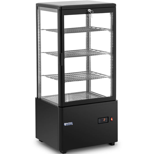 Royal Catering Refrigerated display cabinet, glass, 4 levels, 78 l - black