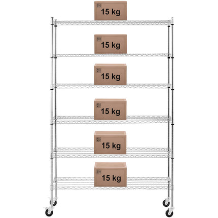 Royal Catering rack for wire-bore wire castors 6 shelves up to 90 kg 120x45x189 cm – image 6