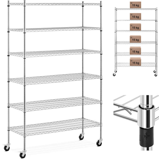 Royal Catering rack for wire-bore wire castors 6 shelves up to 90 kg 120x45x189 cm