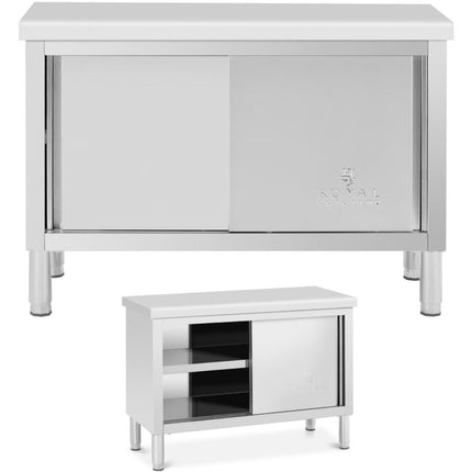 Royal Catering Dining table with sliding door cabinet STAL 120 x 50 cm up to 390 kg