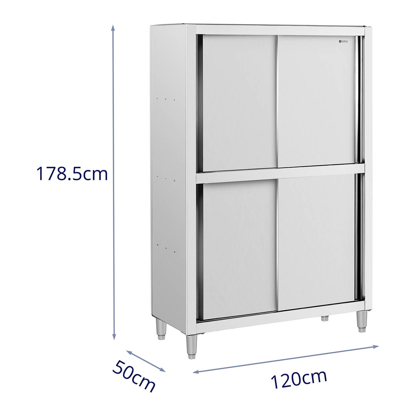 Royal Catering Stainless steel catering storage cabinet with sliding doors 120 kg 120 x 50 x 180 cm – image 6