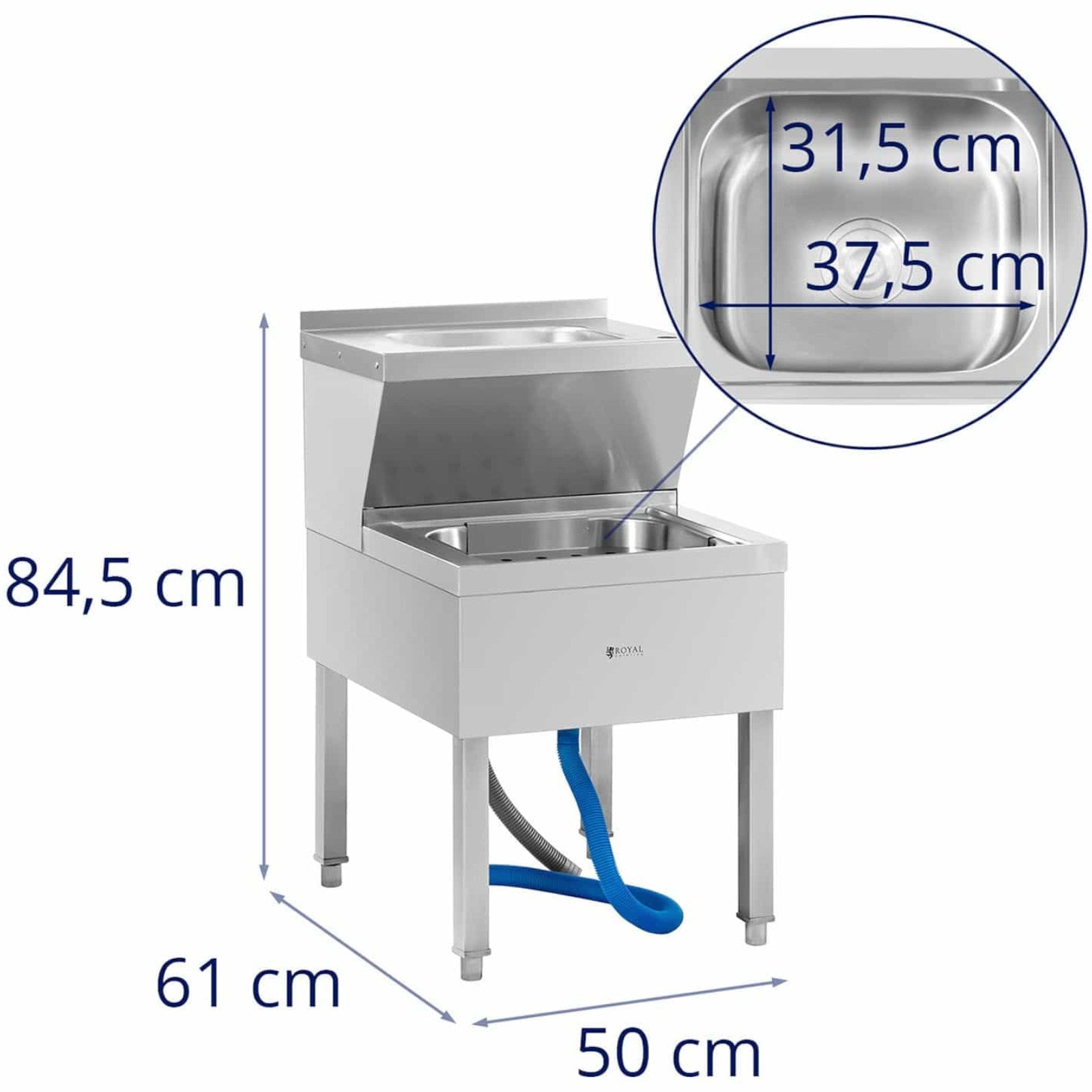 Royal Catering Mop cleaning sink with washbasin 61 x 50 x 84.5 cm – image 7
