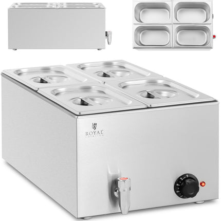 Royal Catering Bemar electric heater with tap 4 x GN 1/4 600 W