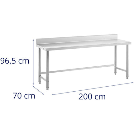 Royal Catering Worktop table steel stainless wall with a 200x70cm Rank – image 6