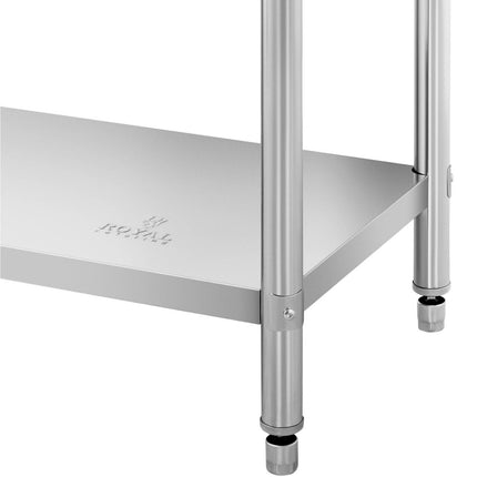 Royal Catering Worktop table steel stainless wall with a rally 2 shelves 200x90cm – image 3