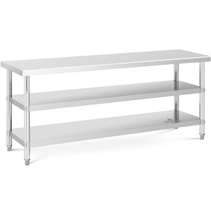 Royal Catering Worktop table stainless steel with 2 shelves 150x70cm – image 8