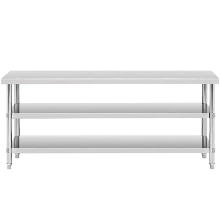 Royal Catering Worktop table stainless steel with 2 shelves 150x70cm – image 11