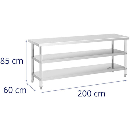 Royal Catering Worktop table stainless steel with 2 shelves 150x70cm – image 12