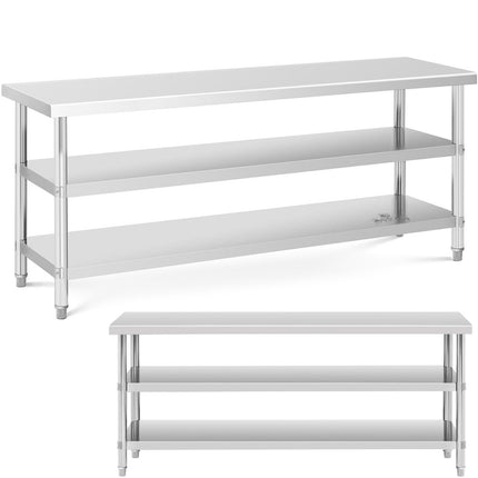 Royal Catering Worktop table stainless steel with 2 shelves 150x70cm – image 7