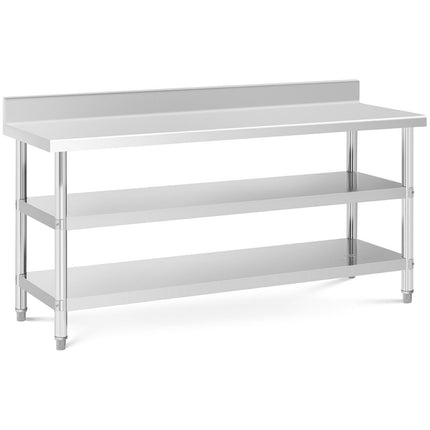 Royal Catering Worktop table steel stainless wall with a Rand 2 shelves 200x70cm – image 14