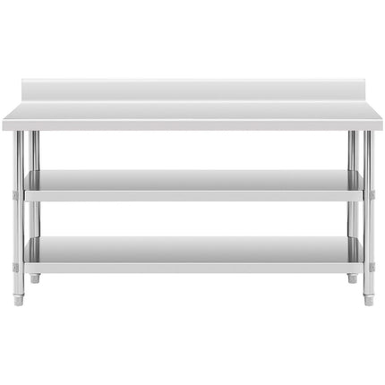 Royal Catering Worktop table steel stainless wall with a Rand 2 shelves 200x70cm – image 17