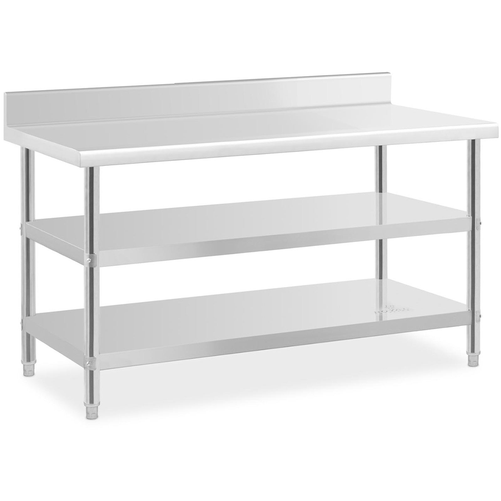 Royal Catering Table, stainless steel, wall-mounted worktop with edge, 2 shelves, 150x70cm – image 2