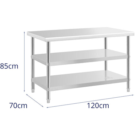 Royal Catering Table, central steel worktop, 2 shelves, 120 x 70 cm, up to 200 kg – image 6