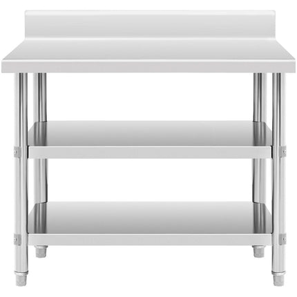 Royal Catering Table, stainless steel, wall-mounted worktop with edge, 2 shelves, 100 x 60 cm – image 2