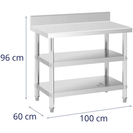 Royal Catering Table, stainless steel, wall-mounted worktop with edge, 2 shelves, 100 x 60 cm – image 5