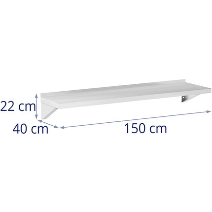 Royal Catering Wall hanging kitchen shelf of steel up to 80 kg 150 x 40 cm – image 6