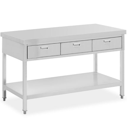 Royal Catering Table, steel gastronomic worktop with shelf and drawers, 150 x 60 cm, up to 295 kg – image 2