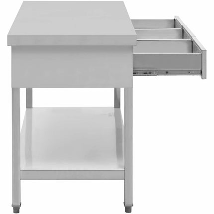 Royal Catering Table, steel gastronomic worktop with shelf and drawers, 150 x 60 cm, up to 295 kg – image 5