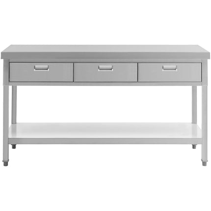 Royal Catering Table, steel gastronomic worktop with shelf and drawers, 150 x 60 cm, up to 295 kg – image 6
