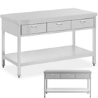 Royal Catering Table, steel gastronomic worktop with shelf and drawers, 150 x 60 cm, up to 295 kg