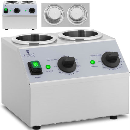 Royal Catering Double bottle warmer for hot sauces, 2 heating zones, 2x1 l