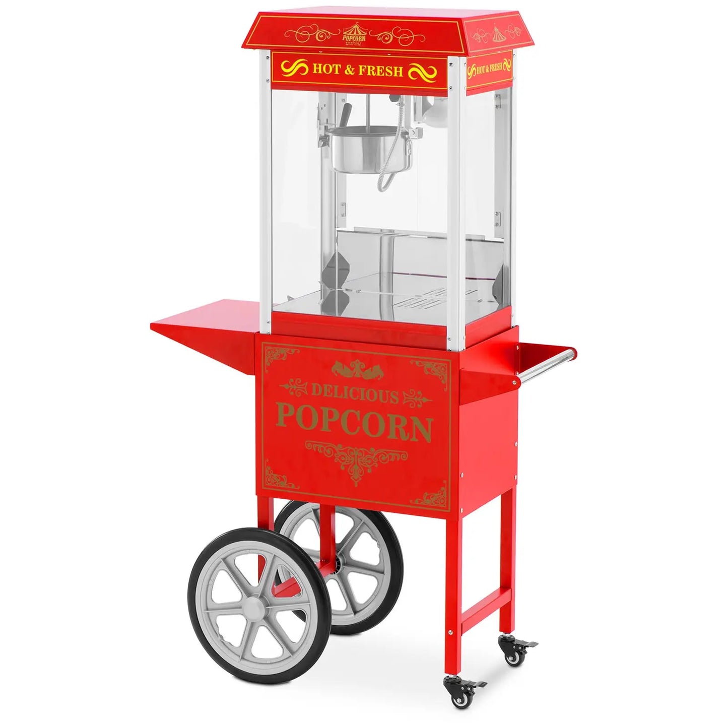 Royal Catering Professional popcorn machine on a trolley with RETRO lighting 88 l 1600 W red – image 2