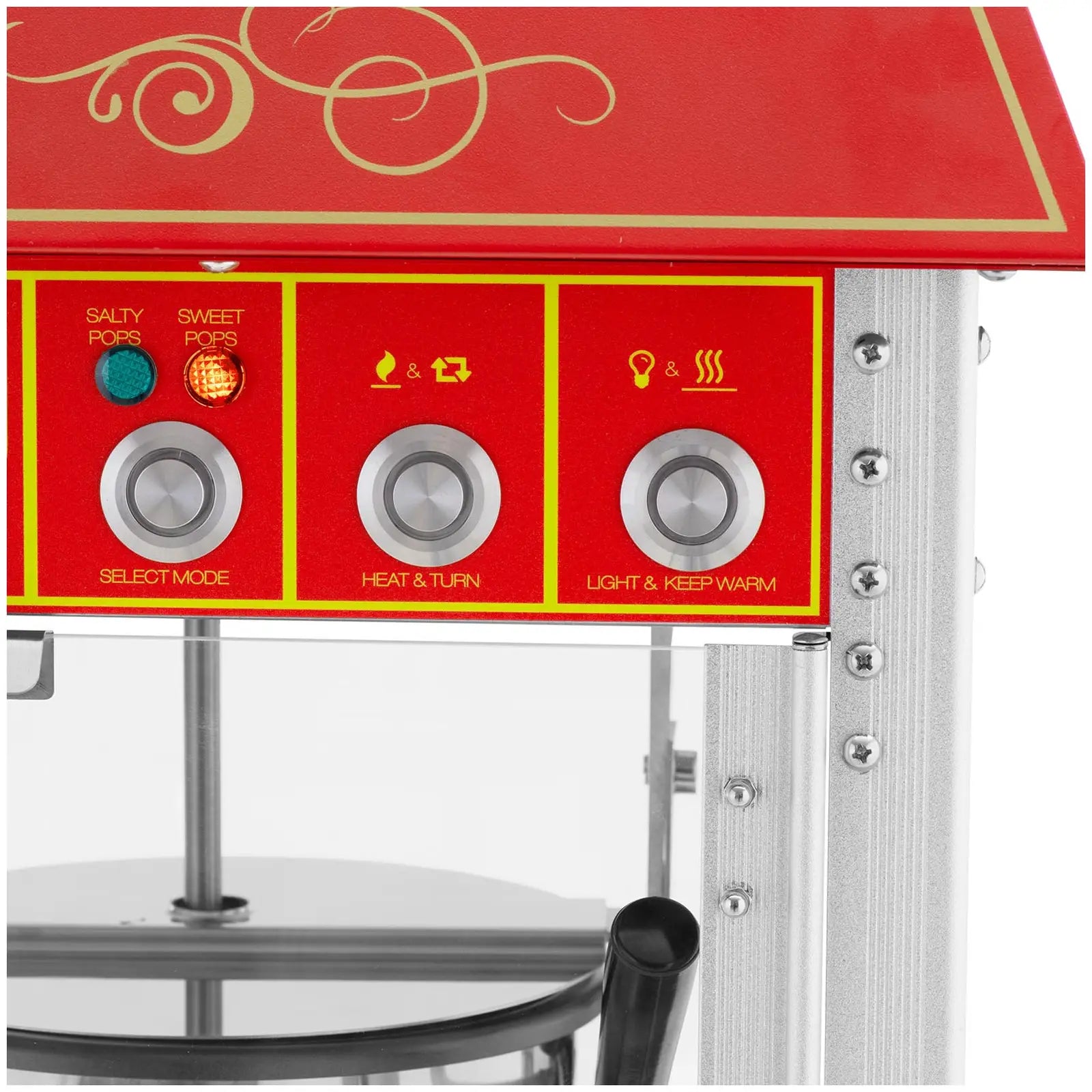 Royal Catering Professional popcorn machine on a trolley with RETRO lighting 88 l 1600 W red – image 3