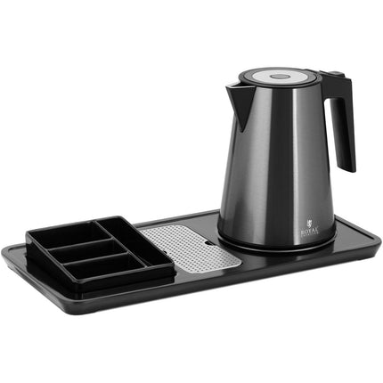 Royal Catering Hotel welcome kettle electric with tray 1,2 l 1800 W black – image 2