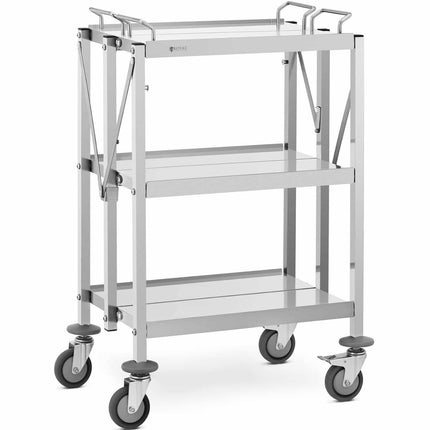 Royal Catering Folding catering waiter trolley, stainless steel, 3 shelves, up to 90kg – image 2