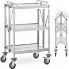 Royal Catering Folding catering waiter trolley, stainless steel, 3 shelves, up to 90kg