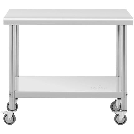 Royal Catering Central steel worktop table on wheels with a shelf 100 x 60 cm – image 2