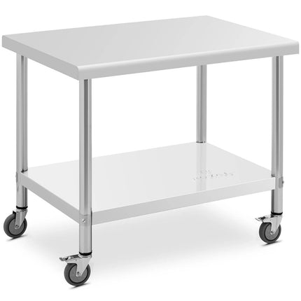 Royal Catering Metal table catering with wheels with shelf STAL 70 x 100 cm