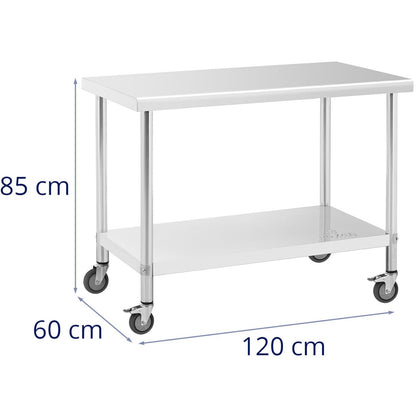 Royal Catering Metal catering table on wheels with a shelf, STEEL, 60 x 120 cm – image 5