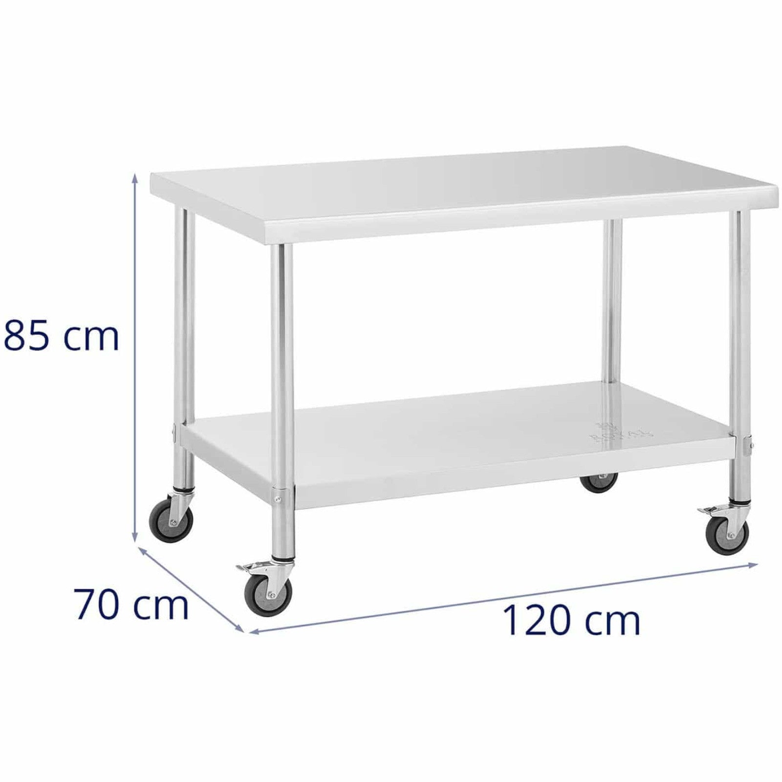 Royal Catering Metal catering table on wheels with a shelf, STEEL, 60 x 120 cm – image 10