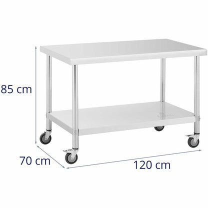 Royal Catering Metal catering table on wheels with a shelf, STEEL, 60 x 120 cm – image 10