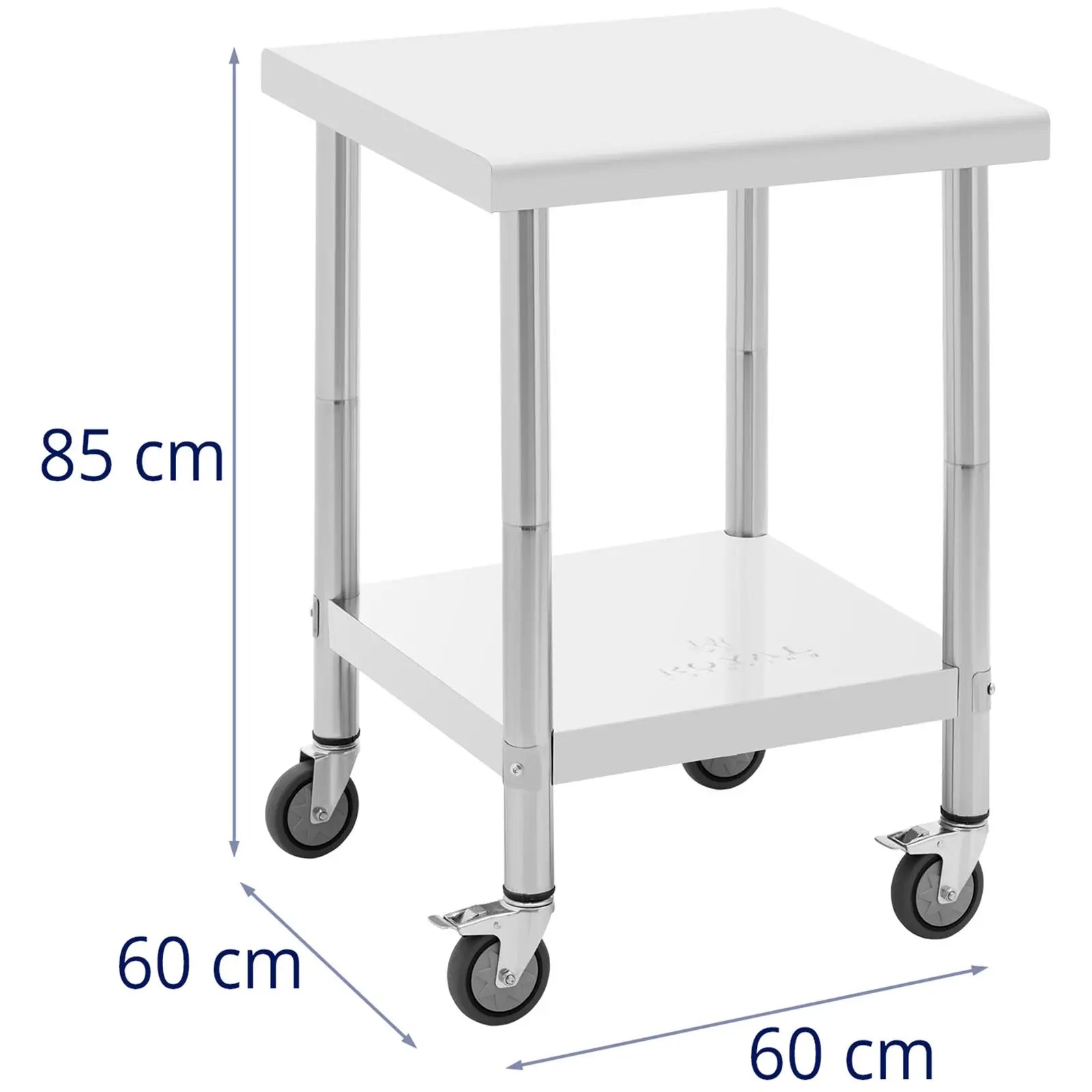 Royal Catering Table worktop on wheels, 2 levels, 60 x 80 cm, STEEL, up to 135 kg – image 11