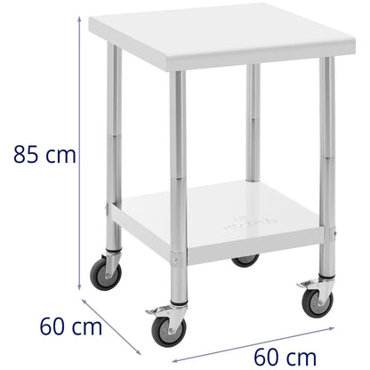 Royal Catering Table worktop on wheels, 2 levels, 60 x 80 cm, STEEL, up to 135 kg – image 11