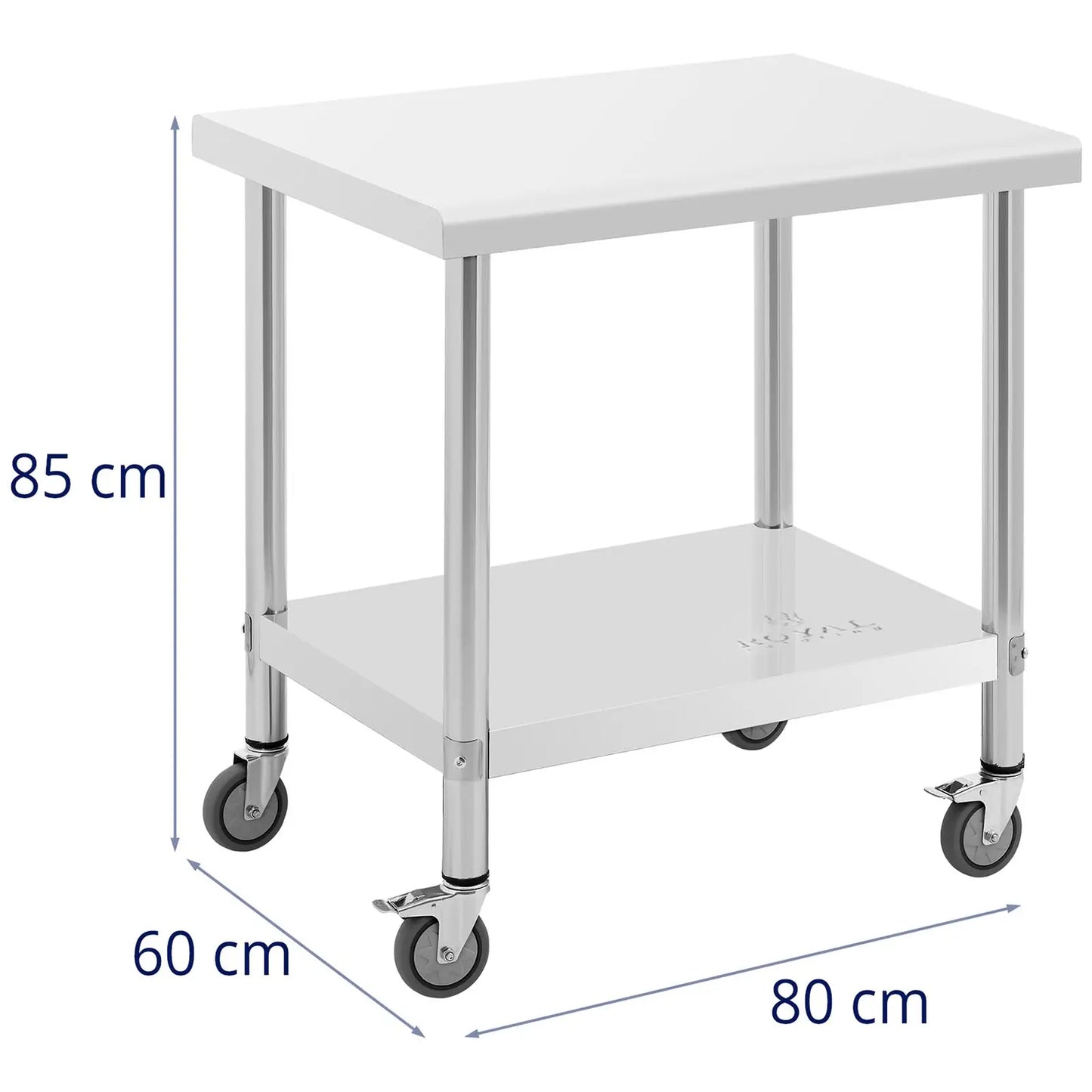 Royal Catering Table worktop on wheels, 2 levels, 60 x 80 cm, STEEL, up to 135 kg – image 5