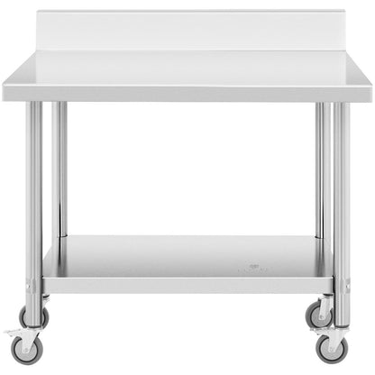 Royal Catering Table, wall-mounted worktop with edge, on wheels, 1 shelf, 100 x 60 cm, up to 155 kg – image 2