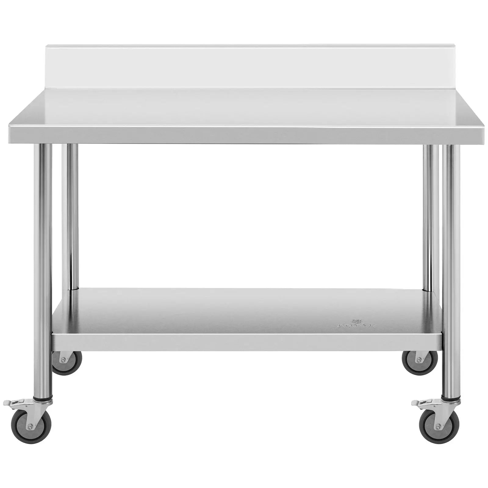 Royal Catering Table, wall-mounted worktop with edge, on wheels, 1 shelf, 100 x 60 cm, up to 155 kg – image 7