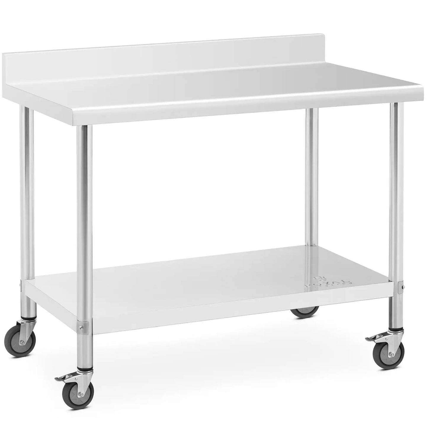 Royal Catering Table, wall-mounted worktop with edge, on wheels, 1 shelf, 100 x 60 cm, up to 155 kg – image 6